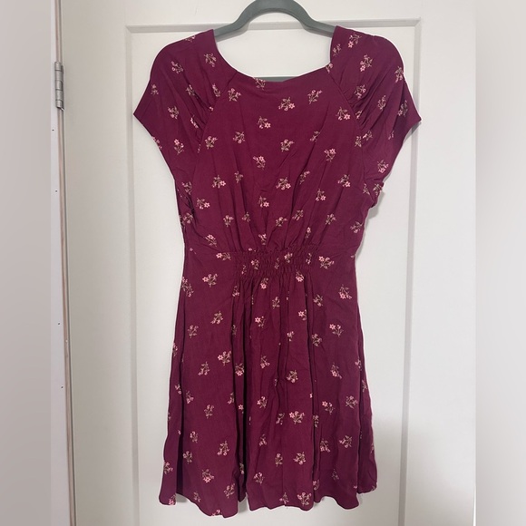 Free People Tie-Detail Mini Tea Dress in Raspberry - Size S - Picture 7 of 7
